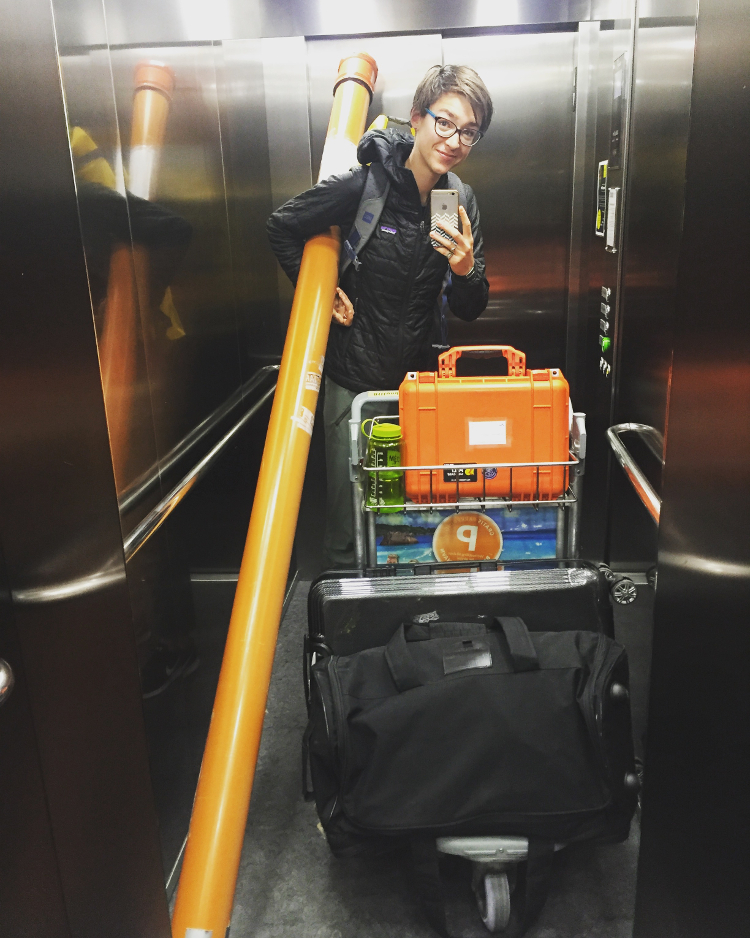 Julie Marie van der Hoop on the way to field work in the Gulf of St Lawrence (for whale tagging). 