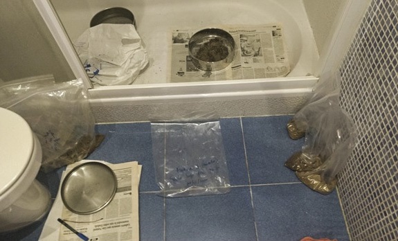 Pilar Hurtado's improvised laboratory in the bathroom