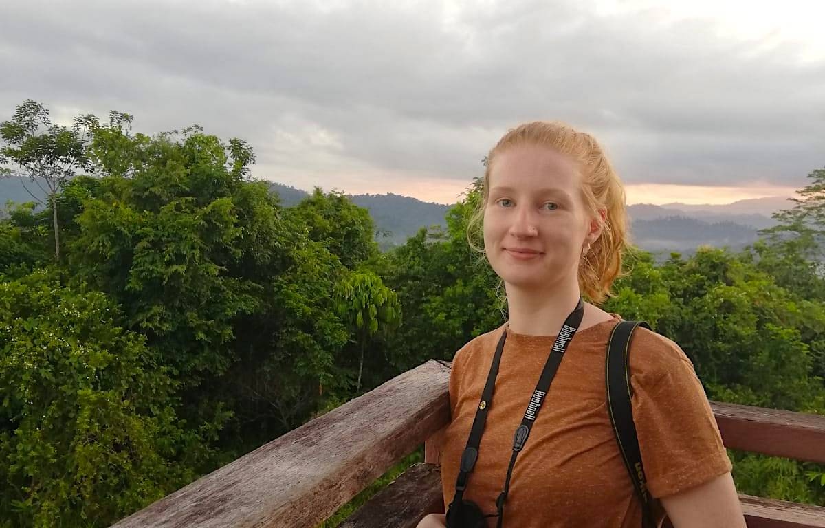 Emily Waddell in Danum Valley Conservation Area in Sabah (Photo credit - Charlotte Gallagher).