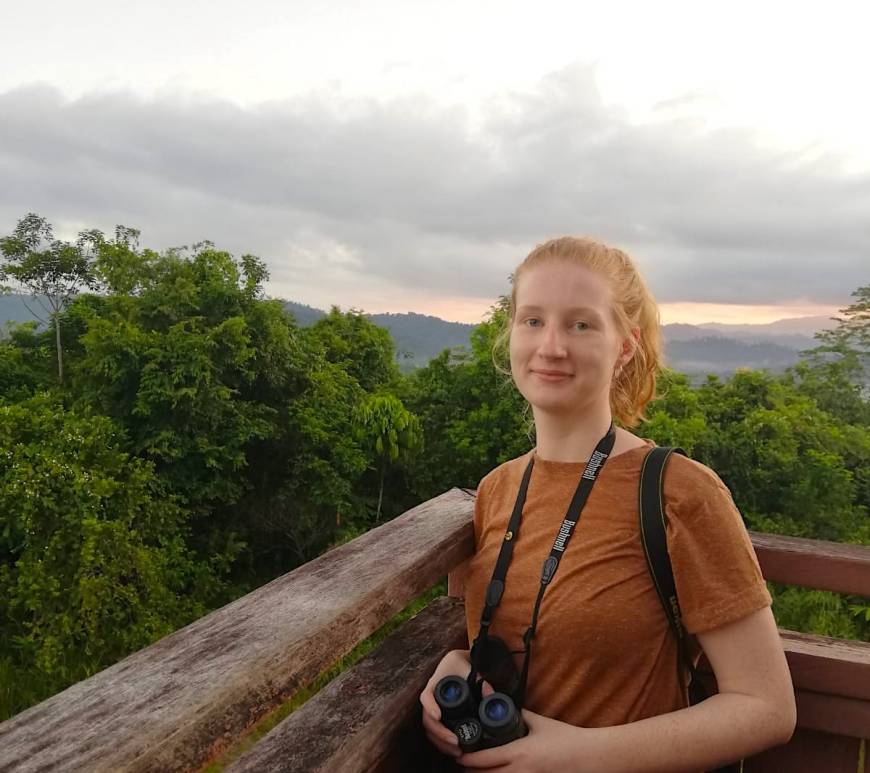 Emily Waddell in Danum Valley Conservation Area in Sabah (Photo credit - Charlotte Gallagher).