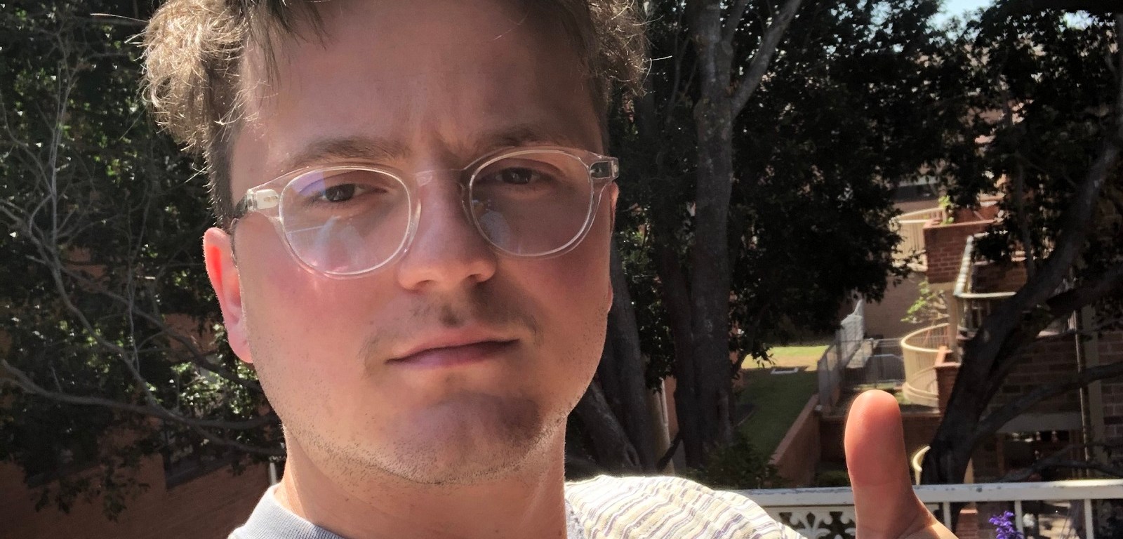 Jamie enjoying the weather from his balcony in Sydney.