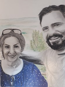 Alihan (right) and his mother, Shams Paryav (left) with a view of blue mountains, NSW in the background, portrayed by a close friend of Alihan, Shima Arian Nezhad in 6th Jun 2020.