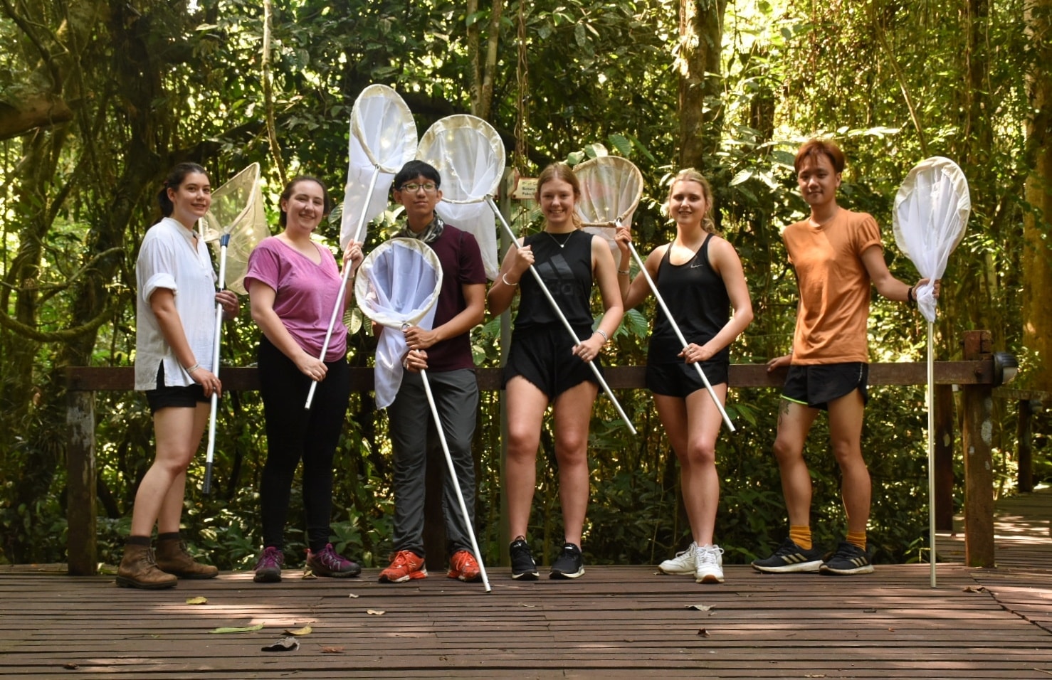 Me (far right of photograph) conducting an ecological study on butterfly iridescence with my students in Borneo.