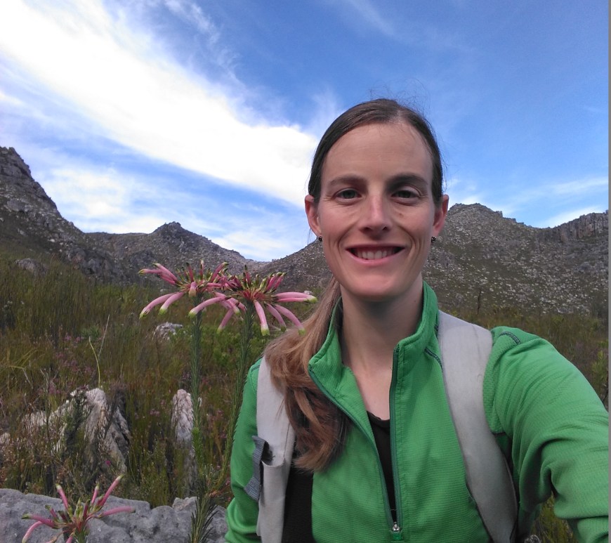 Anina with Erica fascicularis in the Kogelberg