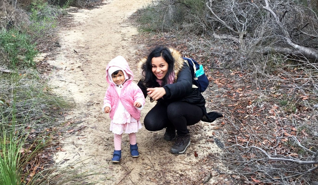 Anushika with her daughter in Ku-ring-gai Chase National Park, NSW, Australia