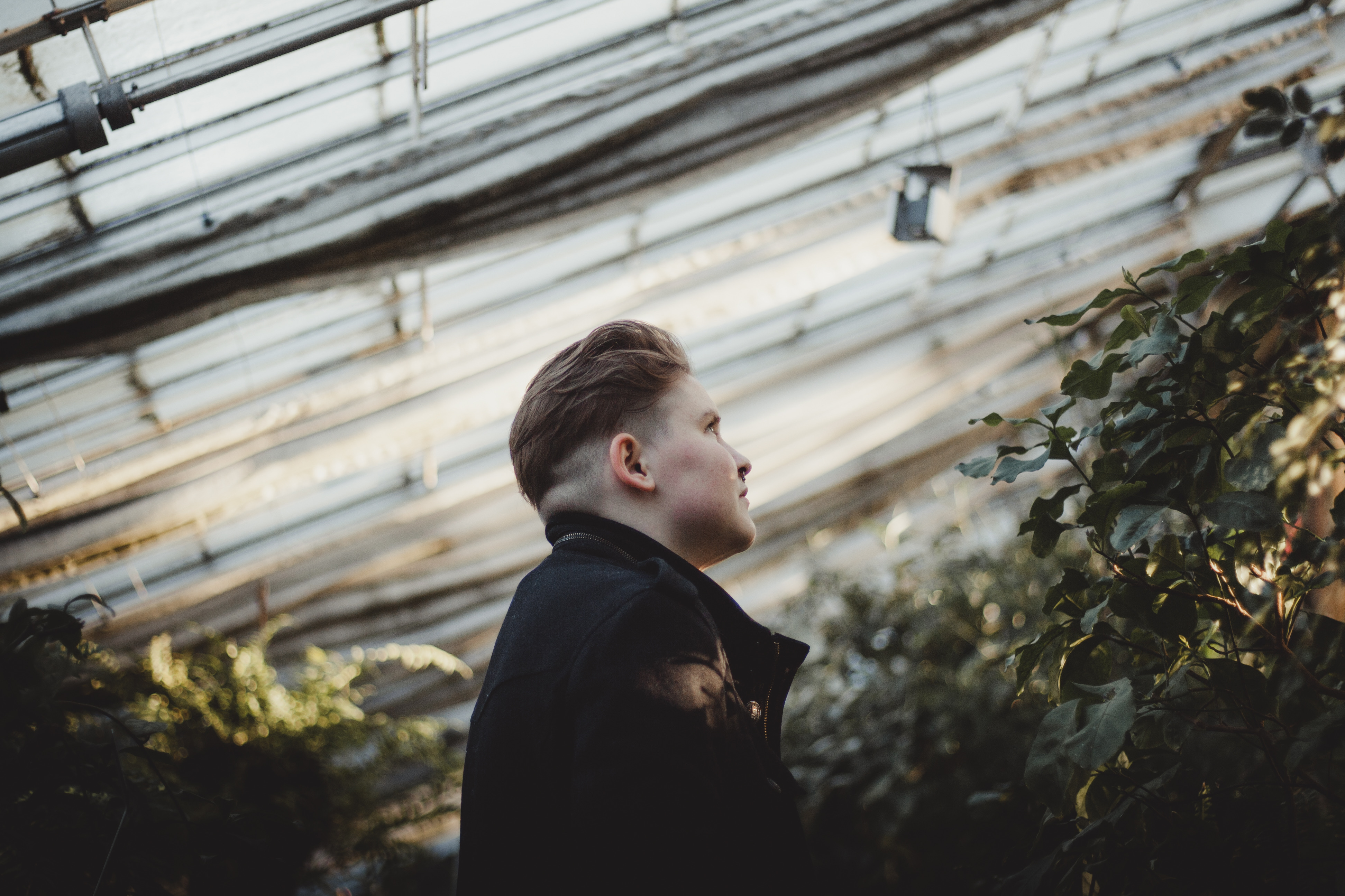 Victoria enjoying the plants at Copenhagen Botanical Garden